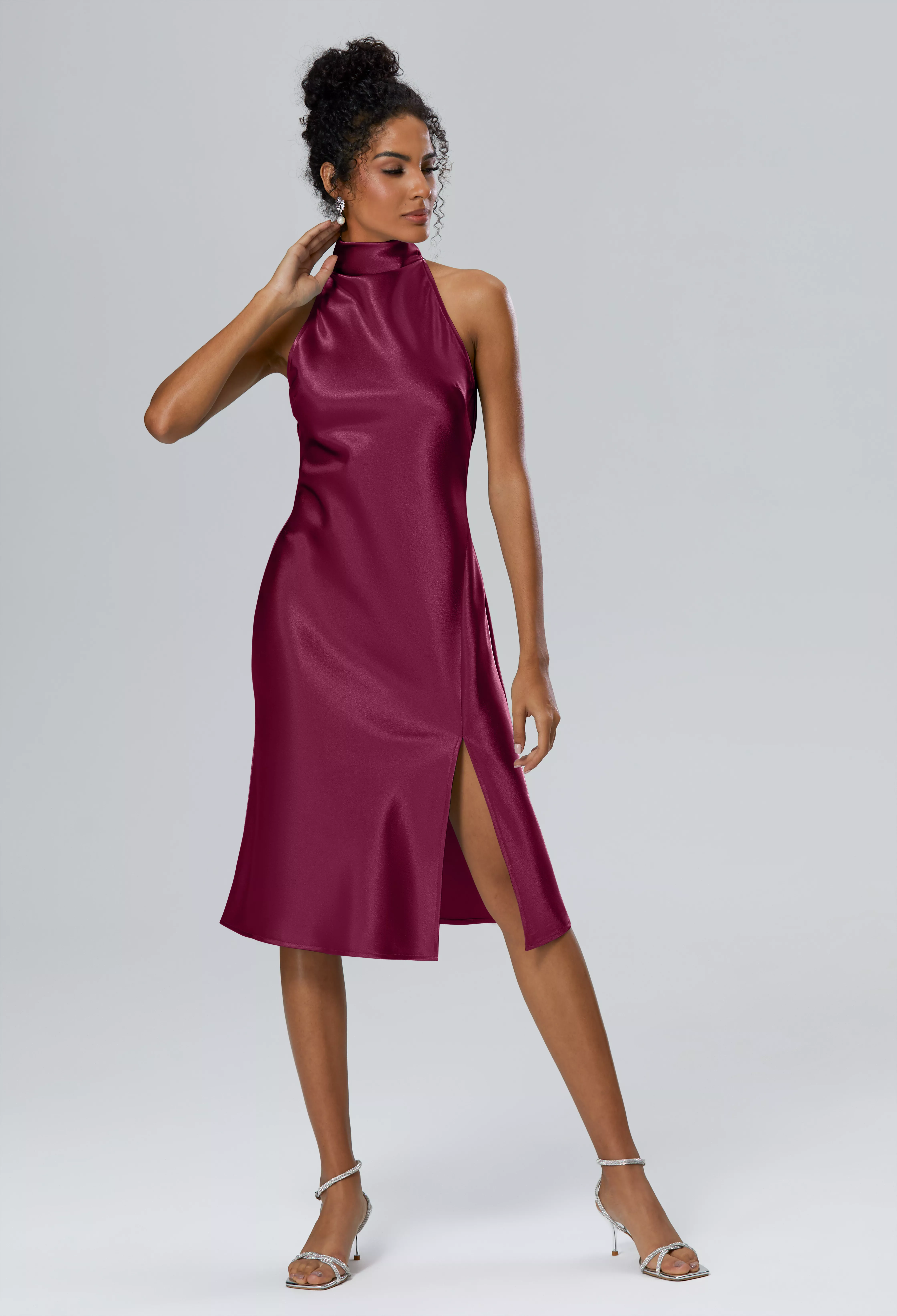 AW Mujigea Burgundy  Cocktail Wedding Guest Dresses